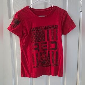 Womens Red Graphic Tee - Patriotic Front Print
